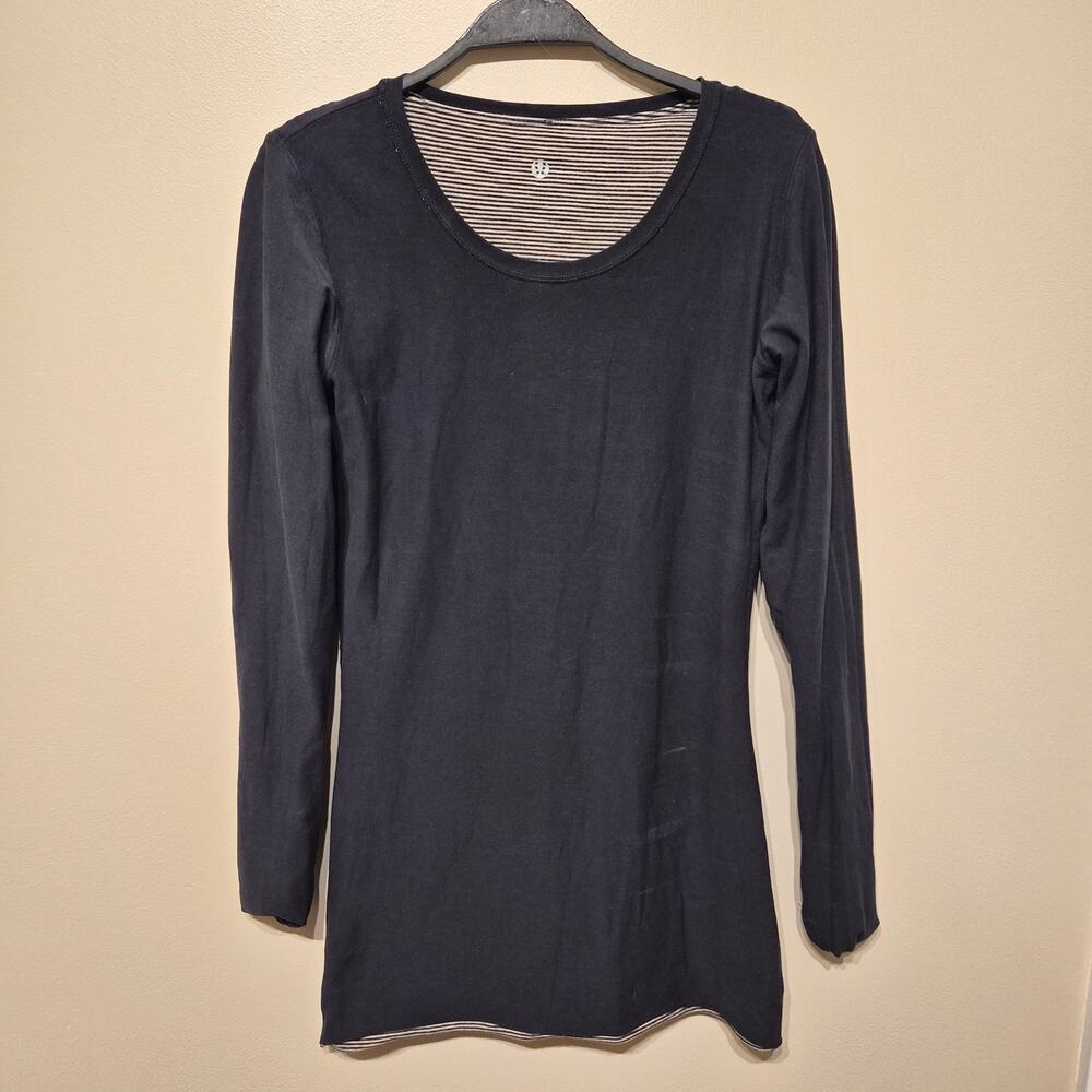 Lululemon Size 6 Every Yogi Long Sleeve Wee Stripe White Black Top